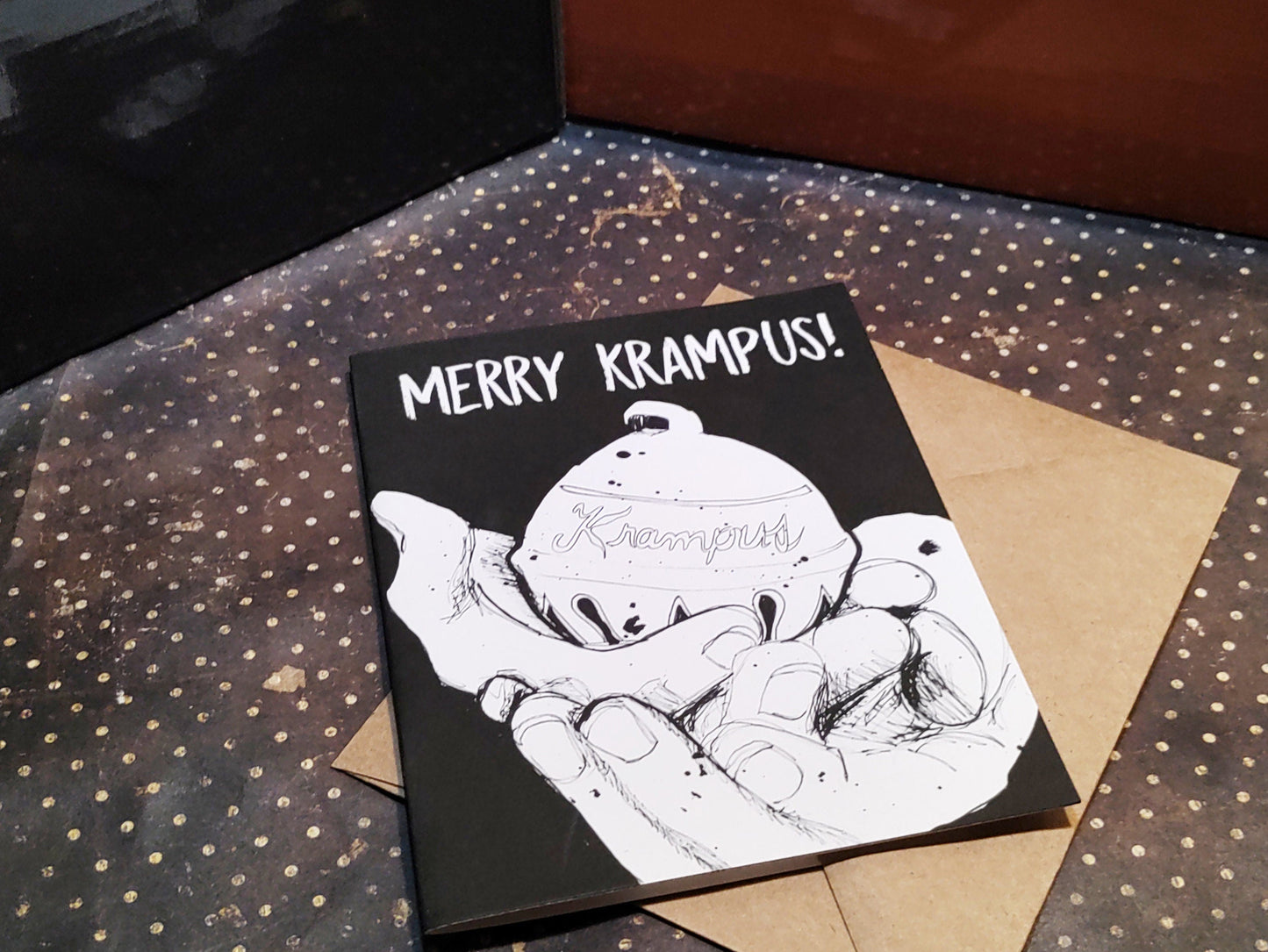 Merry Krampus – Spooky Christmas Card for Horror Fans | Hand-Drawn Krampus Art