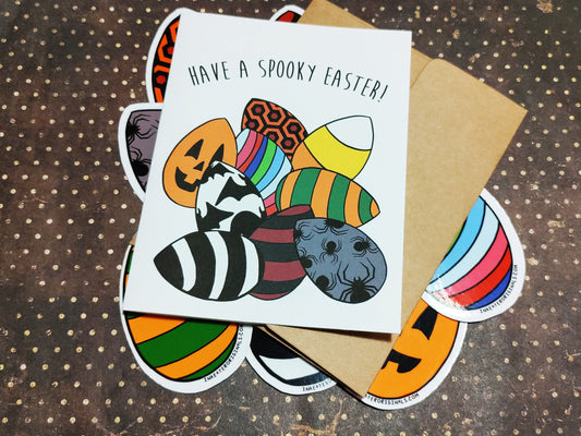 Creepy Easter Eggs Sticker w/ Have a Spooky Easter card